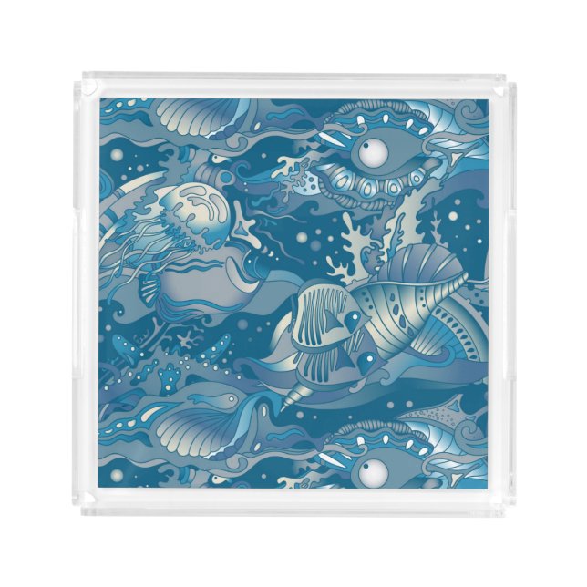 Tropical Sea Pattern Acrylic Tray (Front)