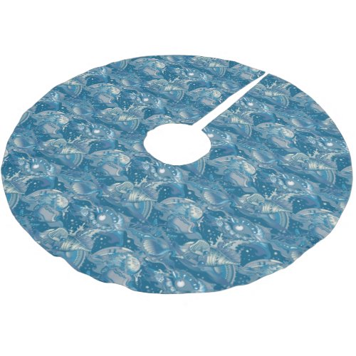 Tropical Sea Pattern Brushed Polyester Tree Skirt