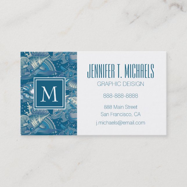 Tropical Sea Pattern Business Card (Front)