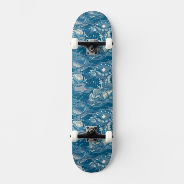Tropical Sea Pattern Skateboard Deck (Front)