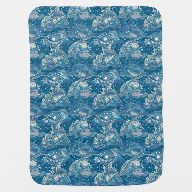 Tropical Sea Pattern Stroller Blanket (Front)