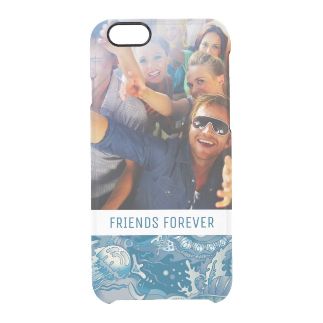 Tropical Sea Pattern | Your Photo & Text Uncommon iPhone Case (Back)