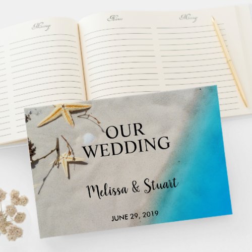 Tropical sea sand starfish beach Wedding Guest Book