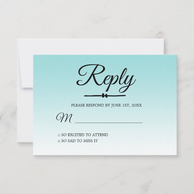 Tropical Sea Shell Blue Ombre Sweet 16 RSVP Invitation (Front)