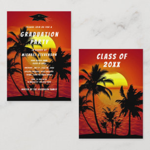 Tropical Sea Sunset Graduation Invitation Example