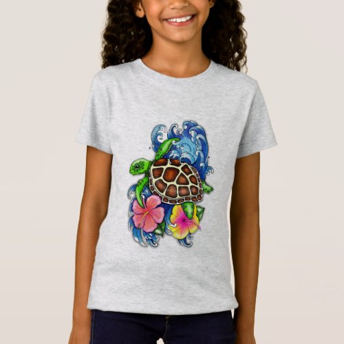 Tropical Sea Turtle and Hibiscus T_Shirt