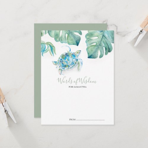 Tropical Sea Turtle Baby Shower Advice Cards