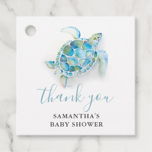 Tropical Sea Turtle Baby Shower Gift Tags