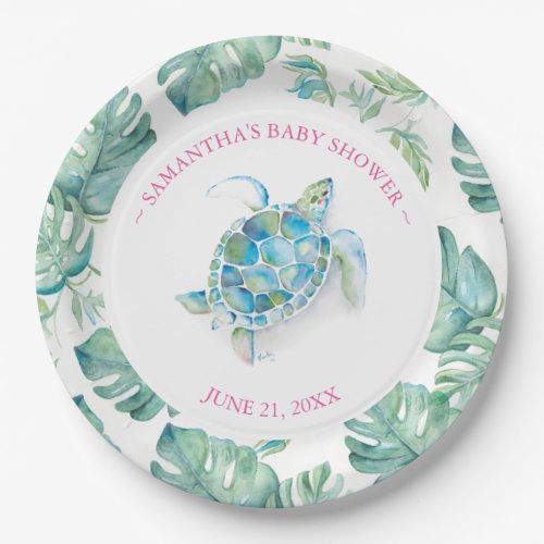 Tropical Sea Turtle Baby Shower Paper Plate