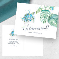 Tropical Sea Turtle Botanical Moving Announcement