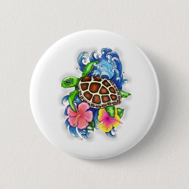 Tropical Sea Turtle Button (Front)