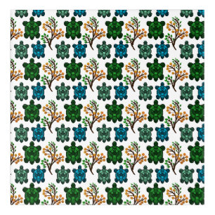 Tropical Sea Turtle Floral Pattern Coastal Ocean Acrylic Print