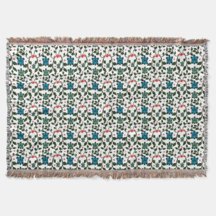 Tropical Sea Turtle Floral Pattern Coastal Ocean Throw Blanket
