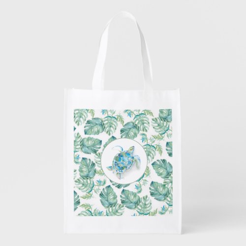 Tropical Sea Turtle Grocery Bag