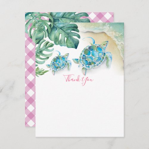 Tropical Sea Turtle Palm Leaves Thank You Note
