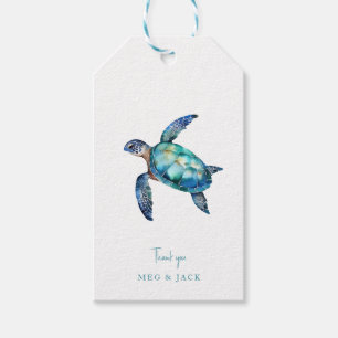 Tropical Sea Turtle Personalized Names Wedding Gift Tags