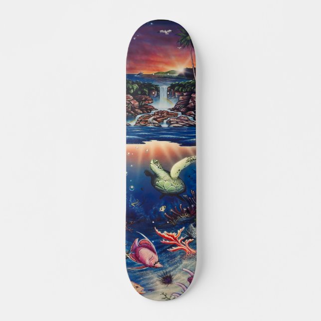 Tropical Sea Turtle Skateboard Deck (Front)