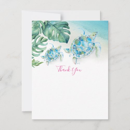Tropical Sea Turtle Thank You Note Card