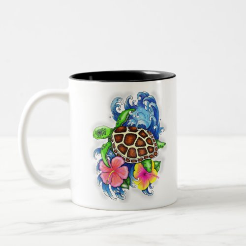 Tropical Sea Turtle Two_Tone Coffee Mug