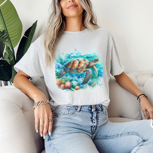 Tropical Sea Turtle Under the Sea Ocean Surfer  T-Shirt