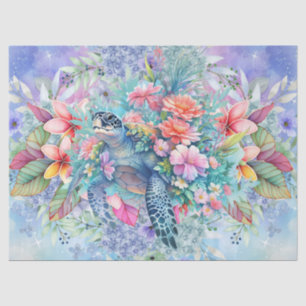 Tropical Sea Turtle & Watercolor Florals Tissue Paper