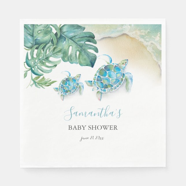 Tropical Sea Turtle Watercolor  Napkins (Front)