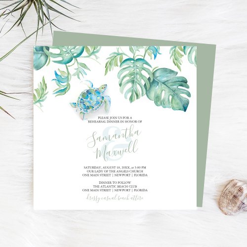 Tropical Sea Turtle Watercolor Rehearsal Dinner