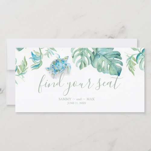 Tropical Sea Turtle Wedding Find Your Seat Sign