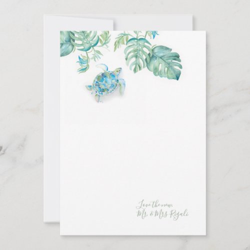 Tropical Sea Turtle Wedding Thank You Cards