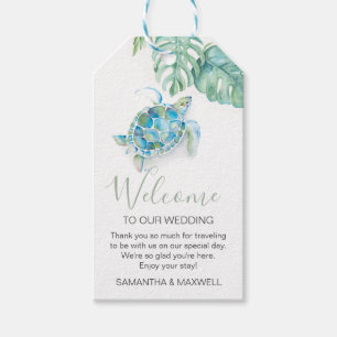 Tropical Sea Turtle Welcome Watercolor Gift Tags