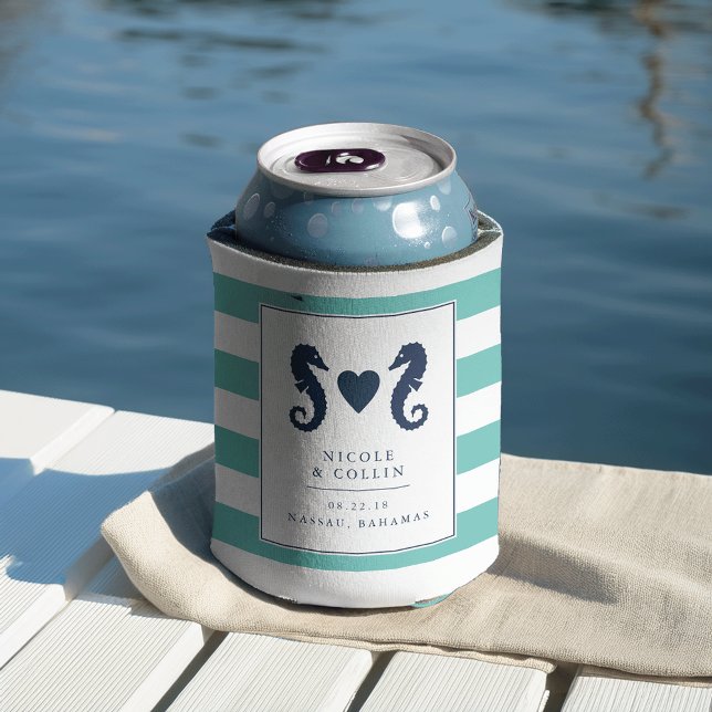 Tropical Seahorse Wedding Favor Can Cooler (Creator Uploaded)