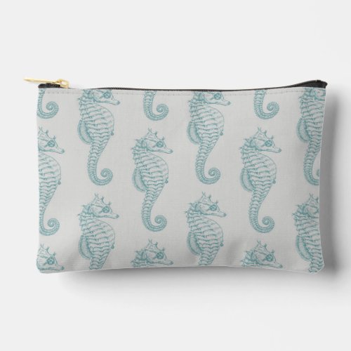 Tropical Seahorses Seahorse Pattern _ Blue Gray Accessory Pouch