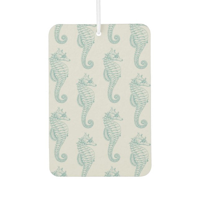 Tropical Seahorses, Seahorse Pattern - Blue Gray Air Freshener (Front)