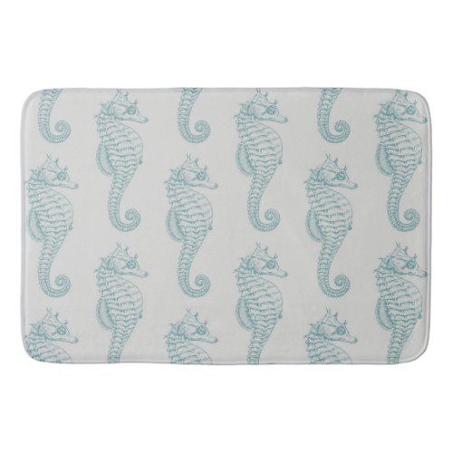Tropical Seahorses Seahorse Pattern _ Blue Gray Bath Mat