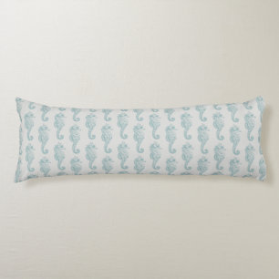 Tropical Seahorses, Seahorse Pattern - Blue Gray Body Pillow