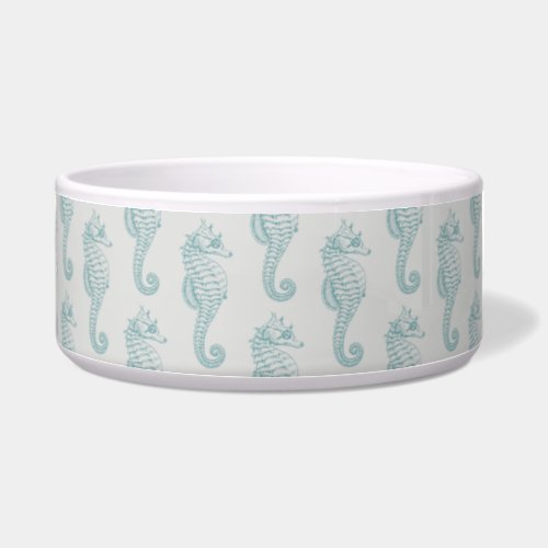 Tropical Seahorses Seahorse Pattern _ Blue Gray Bowl