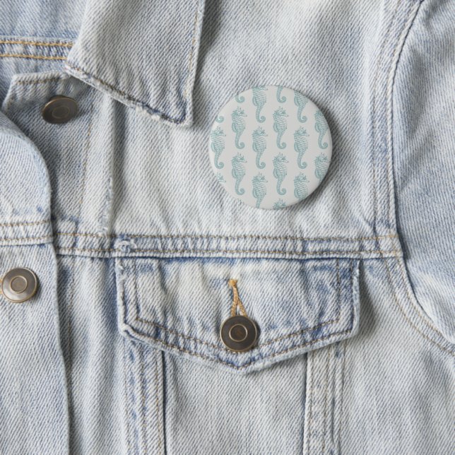 Tropical Seahorses, Seahorse Pattern - Blue Gray Button (In Situ)