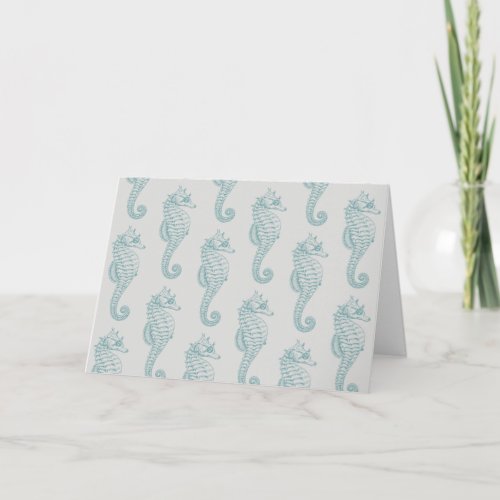 Tropical Seahorses Seahorse Pattern _ Blue Gray Card