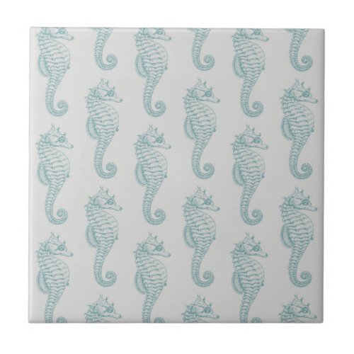 Tropical Seahorses Seahorse Pattern _ Blue Gray Ceramic Tile