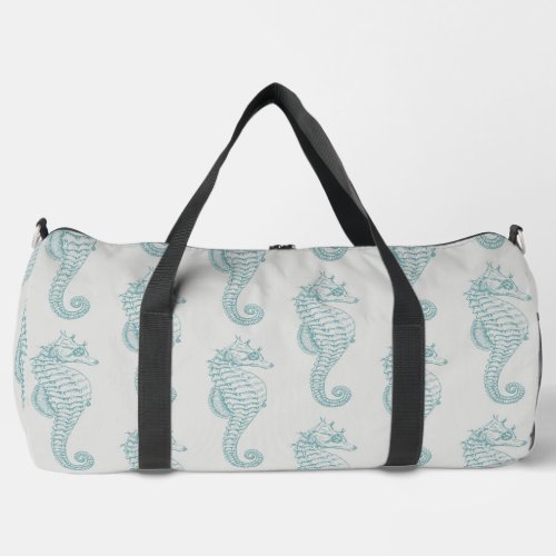 Tropical Seahorses Seahorse Pattern _ Blue Gray Duffle Bag