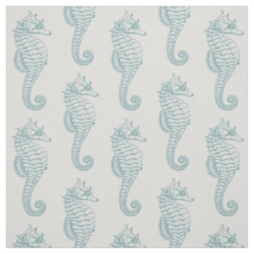 Tropical Seahorses, Seahorse Pattern - Blue Gray Fabric