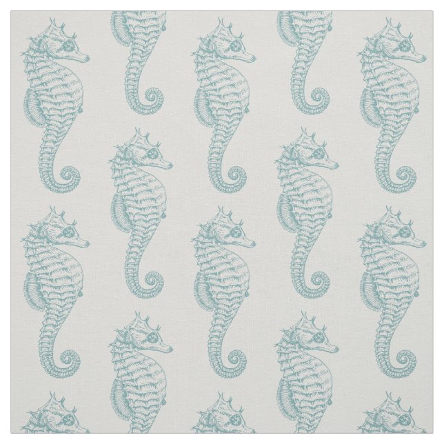 Tropical Seahorses, Seahorse Pattern - Blue Gray Fabric (Swatch)