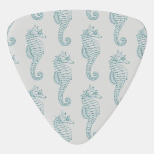 Tropical Seahorses Seahorse Pattern _ Blue Gray Guitar Pick