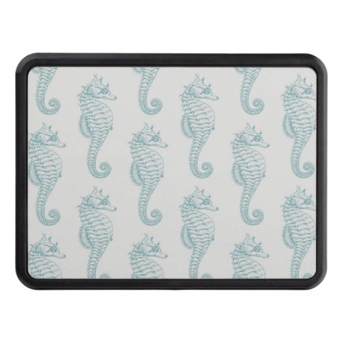 Tropical Seahorses Seahorse Pattern _ Blue Gray Hitch Cover