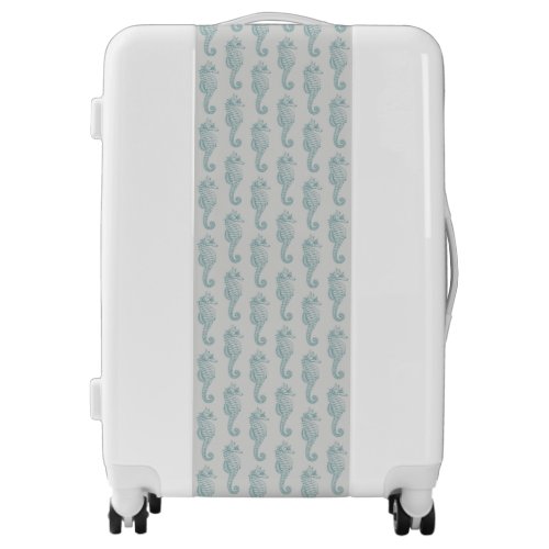 Tropical Seahorses Seahorse Pattern _ Blue Gray Luggage