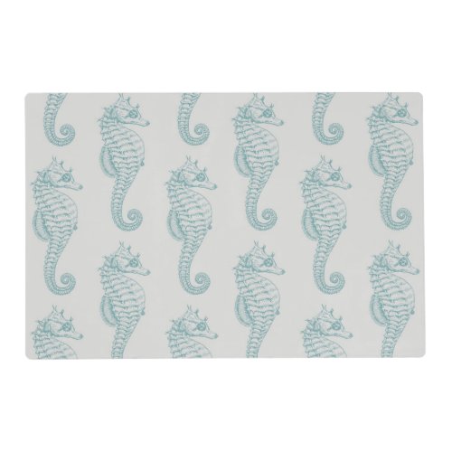 Tropical Seahorses Seahorse Pattern _ Blue Gray Placemat