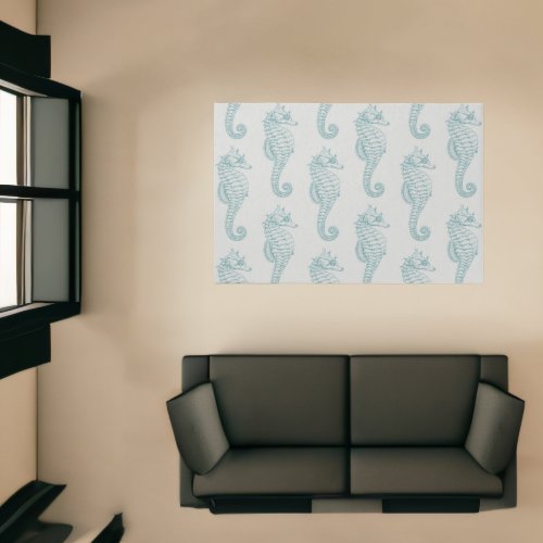 Tropical Seahorses Seahorse Pattern _ Blue Gray Rug