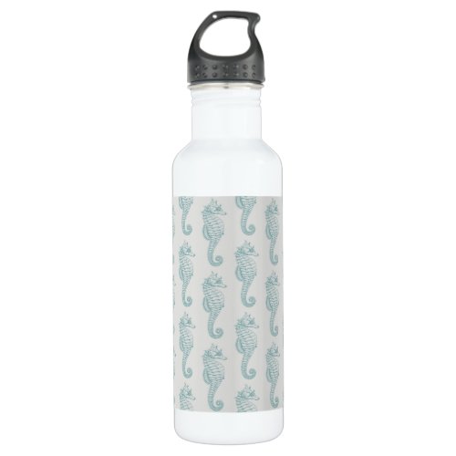 Tropical Seahorses Seahorse Pattern _ Blue Gray Stainless Steel Water Bottle