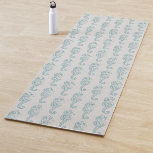 Tropical Seahorses Seahorse Pattern _ Blue Gray Yoga Mat