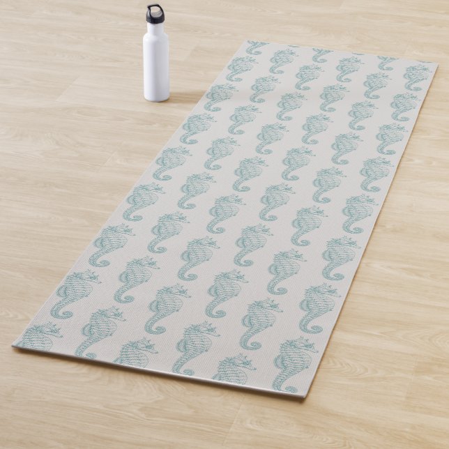 Tropical Seahorses, Seahorse Pattern - Blue Gray Yoga Mat (In Situ)